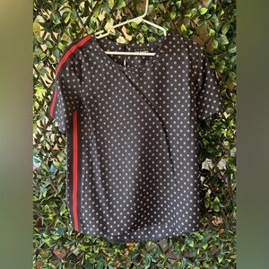 The Kooples Black and Red Polka Dot Short Sleeve Top